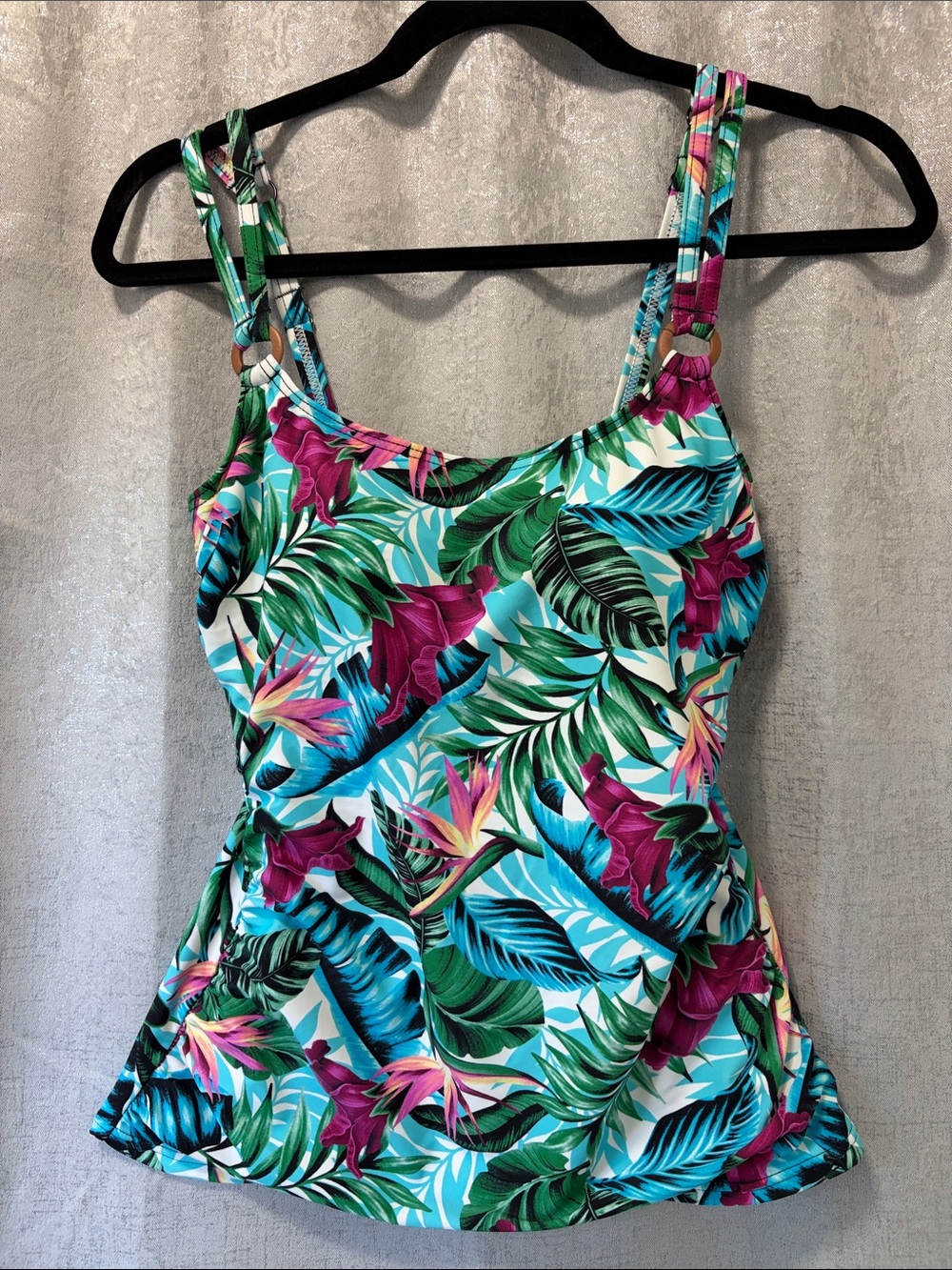 croft & barrow Tropical Leaf One-Piece Swim Tank - Green, Teal & Magenta 6